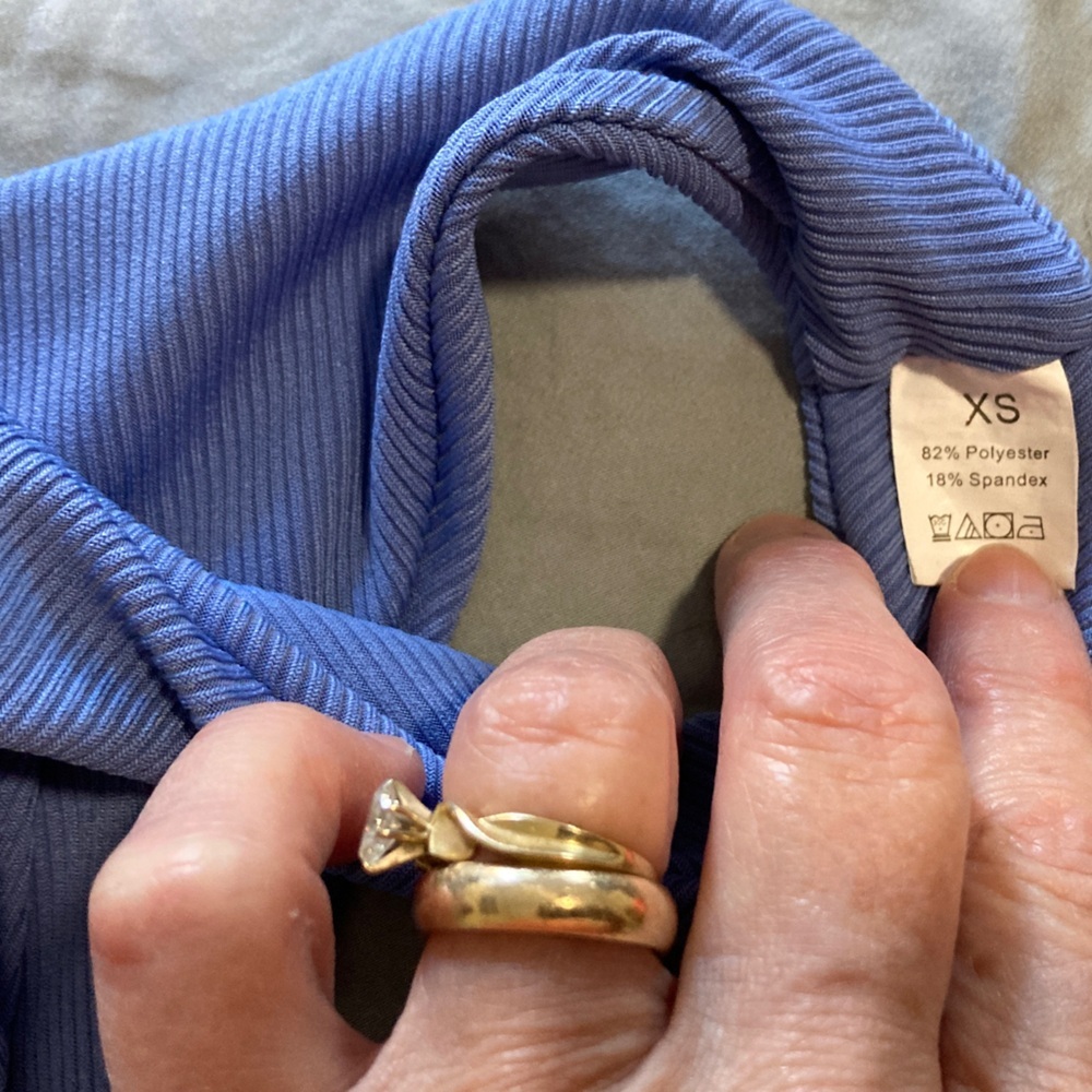 Women's Blue Ribbed Bikini Set - Picture 3 of 4